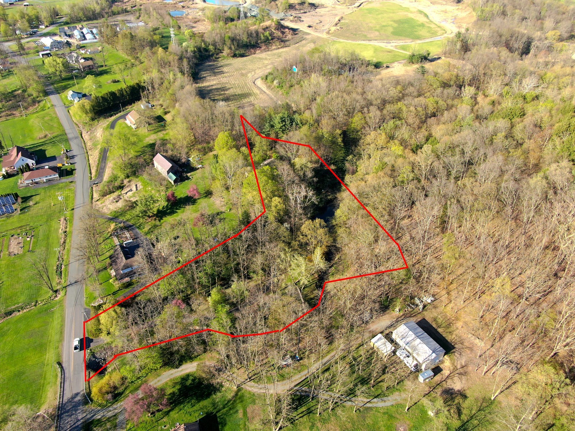 Aerial drone photography, Capital Region NY, property lines marked
