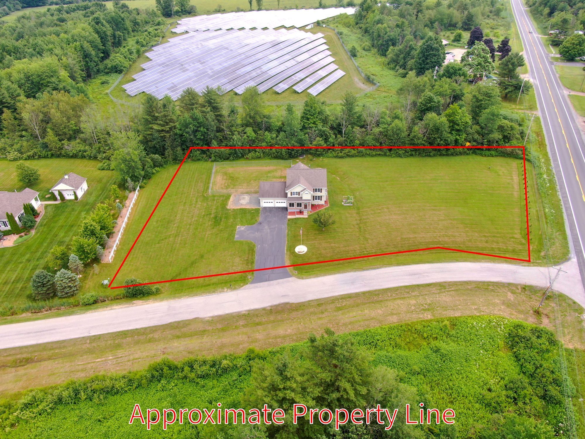 Aerial drone photography, Capital Region NY, property lines marked
