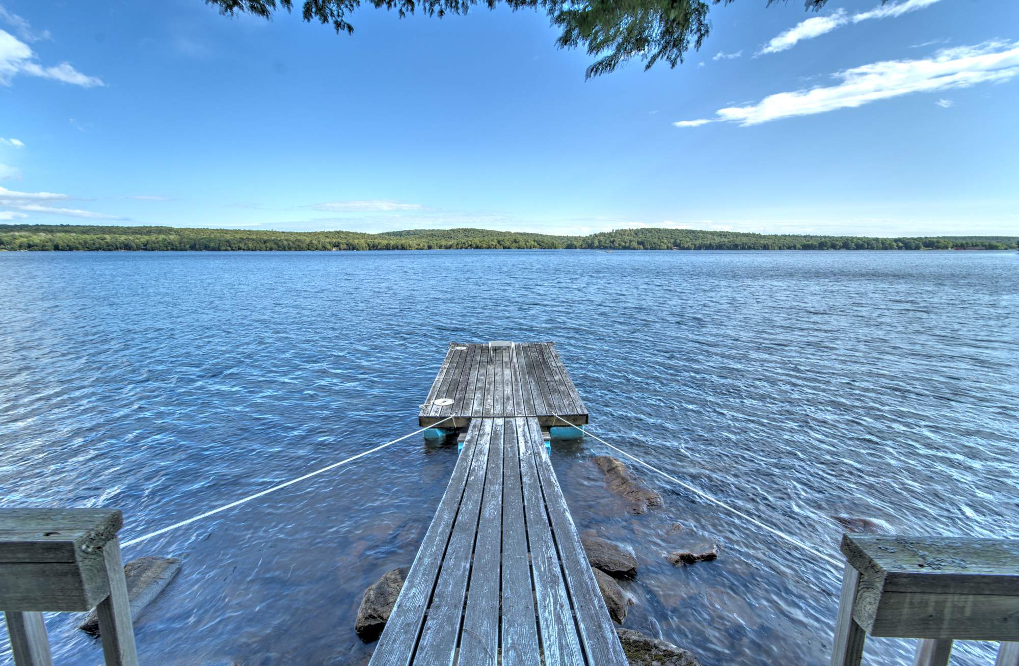 Private lakefront dock, real estate photography — Capital Region NY