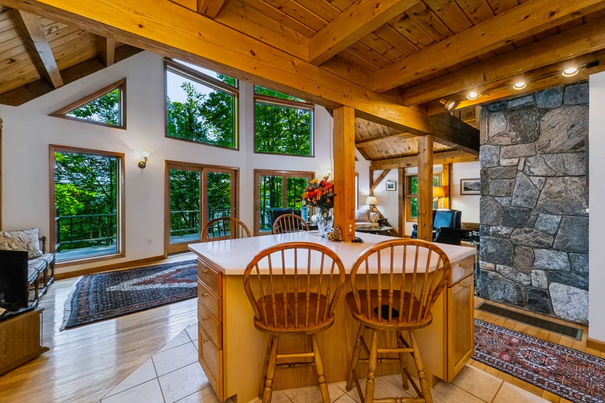 Kitchen with island and wall of windows — Capital Region NY real estate photography